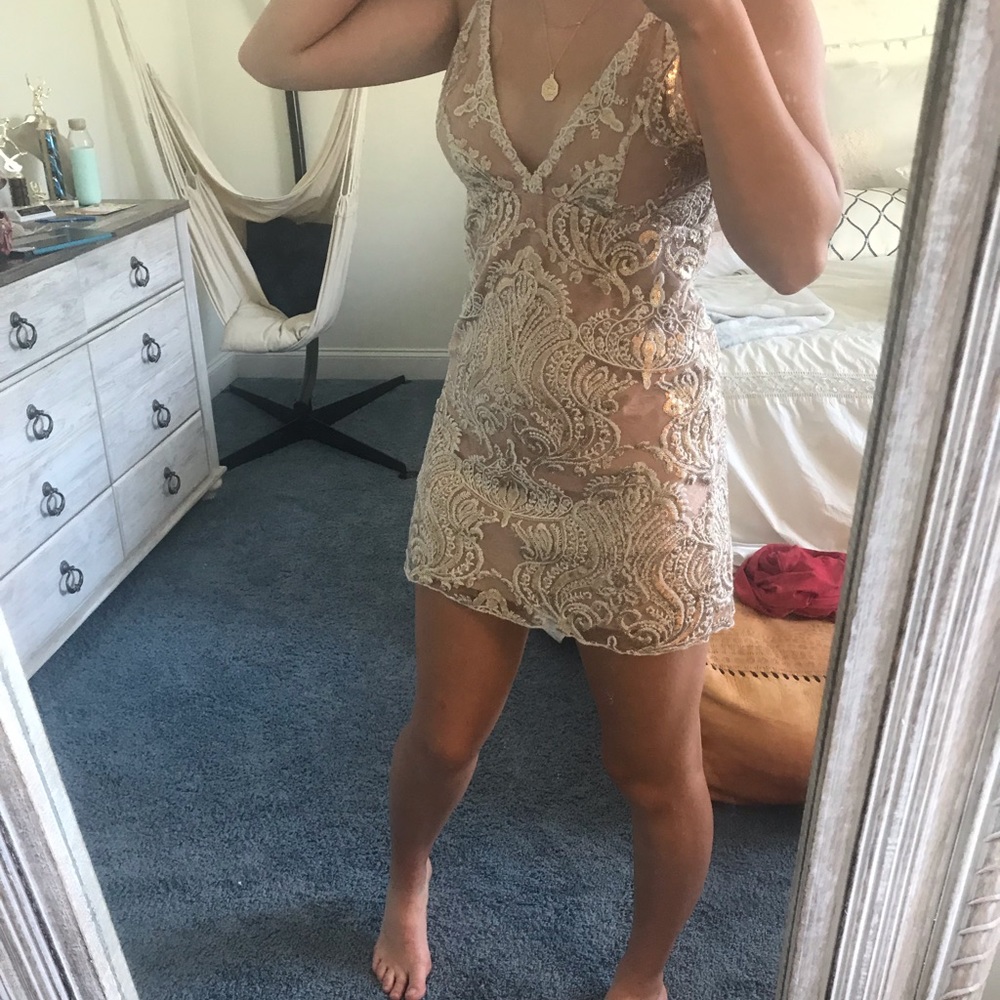 Free People Gold Night Shimmers Dress Homecoming